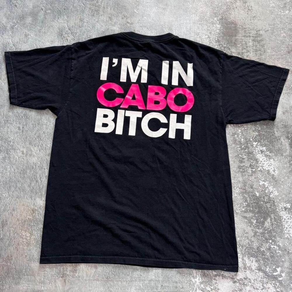 Vintage Y2K Im In Cabo B i tch Pink Kitty Night Club T Shirt. Scene Large